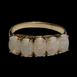 14K Yellow Gold Natural Opal 5 Stone Band Ring Size 6 1/4