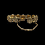 Antique Gold Gilt Brass Filigree & Glass Panel Link Child's Bracelet
