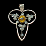 Antique Victorian / Edwardian 9K Yellow Gold and Paste Lavalier Pendant