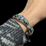 Early Silver Beetle / Bug and Floral Bracelet Enamelled Bracelet