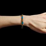 14K Yellow Gold Gilson Opal Inlay Bracelet From Greece 6mm