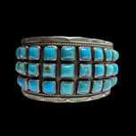 Verdy Jake Native American Navajo Natural Turquoise Mosaic Sterling Silver Cuff