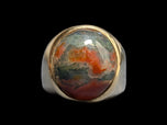 10K Yellow & Gold Moss Agate Cabochon Ring Size 5.5