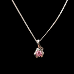 10K White Gold Pink Sapphire and Diamond 18" Necklace