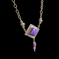 Sterling Silver & Purple Charoite Gemstone Necklace