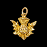 9K Yellow Gold Thistle of Scotland Charm Pendant