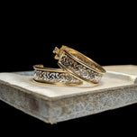 10K Yellow & White Gold Two Tone Open Work Celtic Knot Hoop Earrings by SCJ