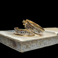 10K Yellow & White Gold Two Tone Open Work Celtic Knot Hoop Earrings by SCJ
