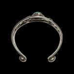 Native American Navajo Natural Turquoise & Silver Cuff with Feathers