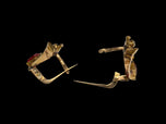 Antique 19.2K Gold Portuguese Earrings with Pink & White Paste Stone