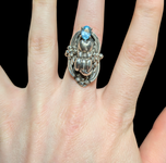 Sterling Silver Carol Felley Aquamarine Cat Ring Size 7