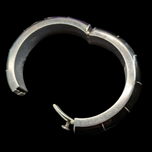 Sterling 950 Silver Black Onyx Wide Heavy Inlaid Mexican Bracelet