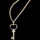10K White Gold Diamond Heart Key Necklace