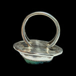 Old Pawn Silver Navajo Large Natural Turquoise Rope Bezel Ring Size 6