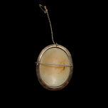 Antique Large Hand Carved Gold Filled Shell Cameo Brooch with Safety Chain