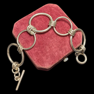 Multi Link Circular T-Bar Toggle Sterling Silver Geometric Bracelet