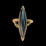 Vintage 10K Yellow Gold Marquise Hematite / Black Alaskan Diamond Ring Size 9