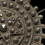 Antique / Victorian Pressed Steel Geometric / Etruscan Star Mourning Brooch