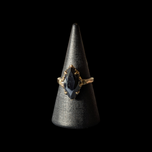 10K Yellow Gold & Marquise Cut Hematite Ring Size 5.5