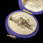 10K Yellow Gold Heart and Key Rope Diamond Ring Size 5 3/4