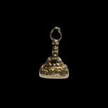 Gold Filled Victorian Era Ornate Monogram Wax Seal Fob "KATE" Red Glass