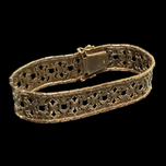 10K Yellow Gold Filigree / Open Work Articulated Panel Bracelet