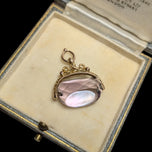 9K Yellow Gold Filigree Amethyst Spinning Watch Fob Pendant