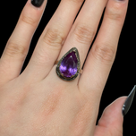 Silver Marquise Purple Sapphire Star Etching Size 6.5