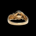 14K Yellow Gold Bezel Set Cultured Pearl & Diamond Ring Size 6