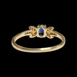 10K Yellow Gold Sapphire & Diamond Floral Shank Ring Size 6 1/4