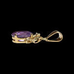 14K Yellow Gold Amethyst & Diamond Drop Pendant