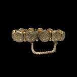 Antique Gold Gilt Brass Filigree & Glass Panel Link Child's Bracelet