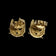 10K Yellow Gold Brushed / Etched Cat Head Stud Earrings