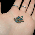 Antique Sterling Silver & Paste Enamel Swallow Bird Brooch