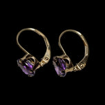 10K Yellow Gold Hinge / Lever Back Amethyst Gemstone Earrings