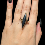 Vintage 10K Yellow Gold Marquise Hematite / Black Alaskan Diamond Ring Size 9