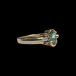 14K Yellow & White Gold Green Beryl & Diamond Ring Size 7.5