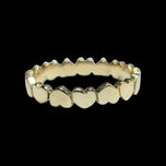 10K Yellow Gold Stackable Heart Eternity Band Size 6
