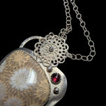 Sterling Silver Fossilized Coral & Garnet Pendant Necklace