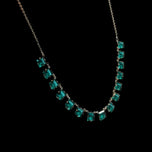 Sterling Silver & Green Czech Glass / Paste Stone Art Deco Rivière Necklace