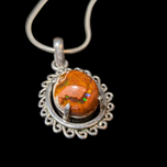 Sterling Silver & Fire Opal Necklace / Pendant