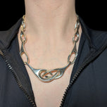 Sterling Silver Abstract Interlinking Chain Panel Necklace Mexico