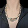 Sterling Silver Abstract Interlinking Chain Panel Necklace Mexico