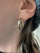 14K Tri-Colour Gold Twist Hoop Earrings