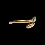 18K Yellow Gold Three Diamond Bypass Ring - Tiffany Snake Ring Inspired Size 4 3/4