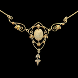 Antique Victorian 14K Gold Seed Pearl Lavalier Necklace