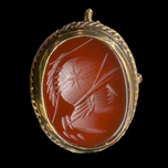 Gold Filled T Bar Albert Chain With Dog Clip & Vermeil Wax Seal Carnelian Warrior Intaglio Fob