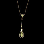 Edwardian 9CT Gold Peridot and Seed Pearl Lavalier Necklace