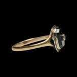 Art Deco 10K Yellow Gold Square Cut Onyx and Diamond Inlay Ring Size 5 3/4