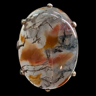 Sterling Silver & Moss Agate Cocktail Ring by Shiptonia England Ring Size 6.5